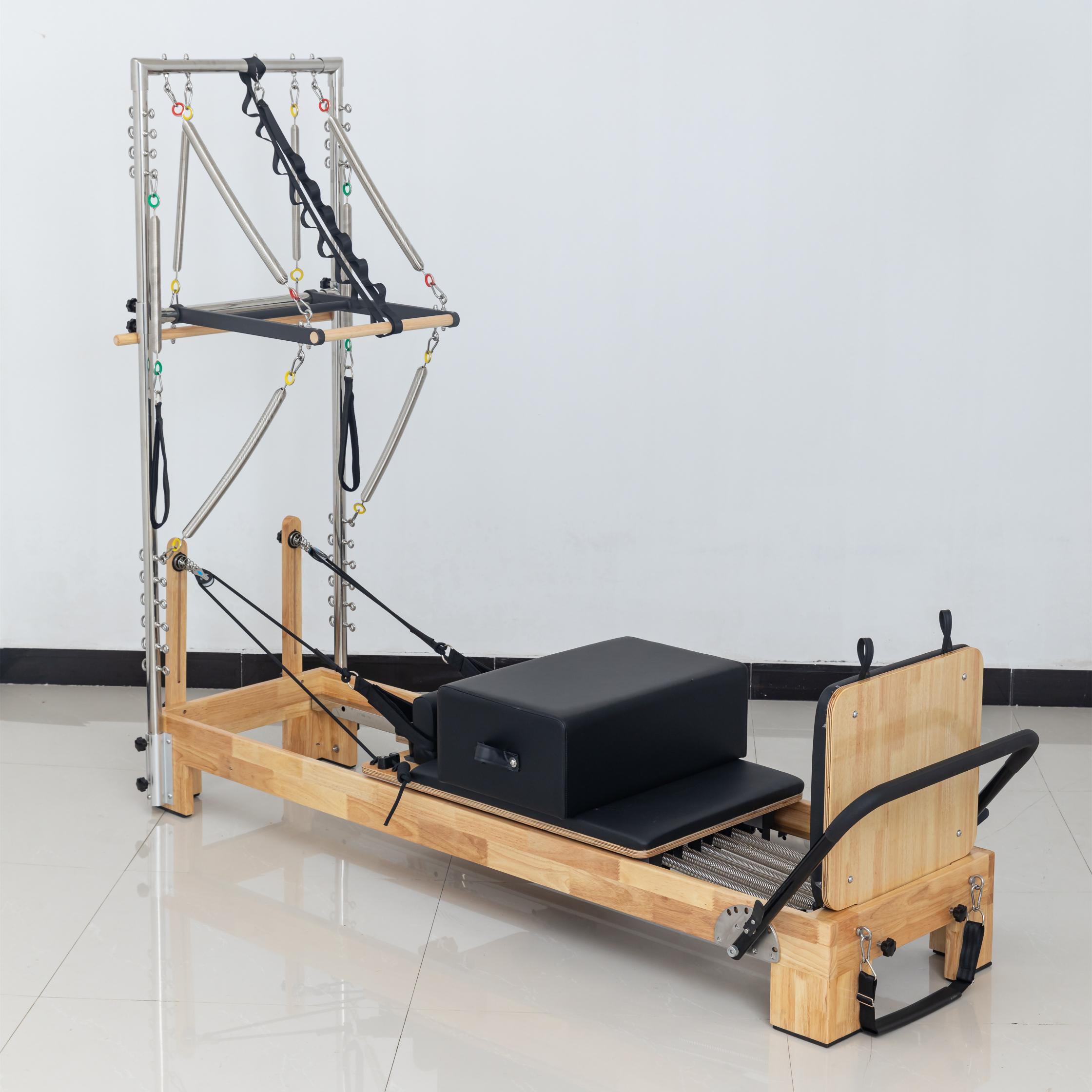 Oak Pilates Reformer Smail Bed with Half Tower